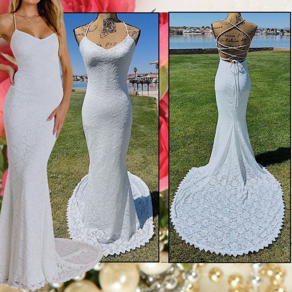 Lulus White Lace Sleeveless Lace up Back Beloved Maxi Dress Size S